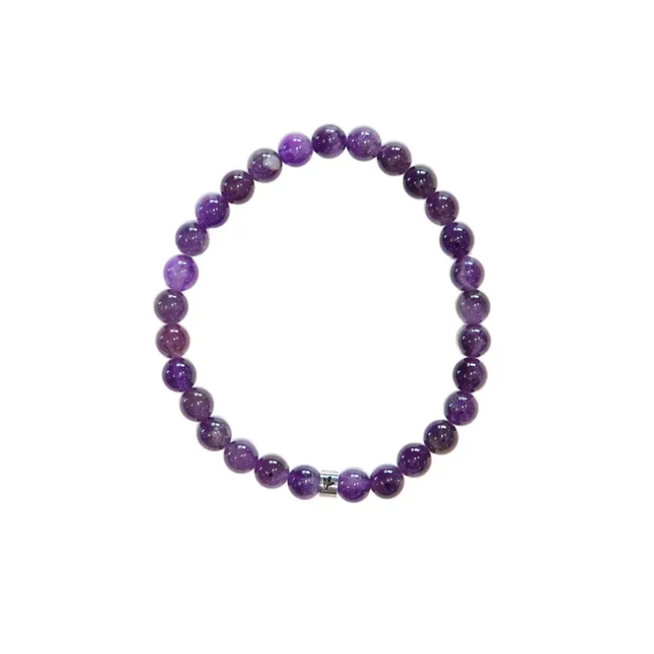 Fabrique de Styles Bijoux Fantaisie>Bracelet améthyste perles rondes 6mm Violet