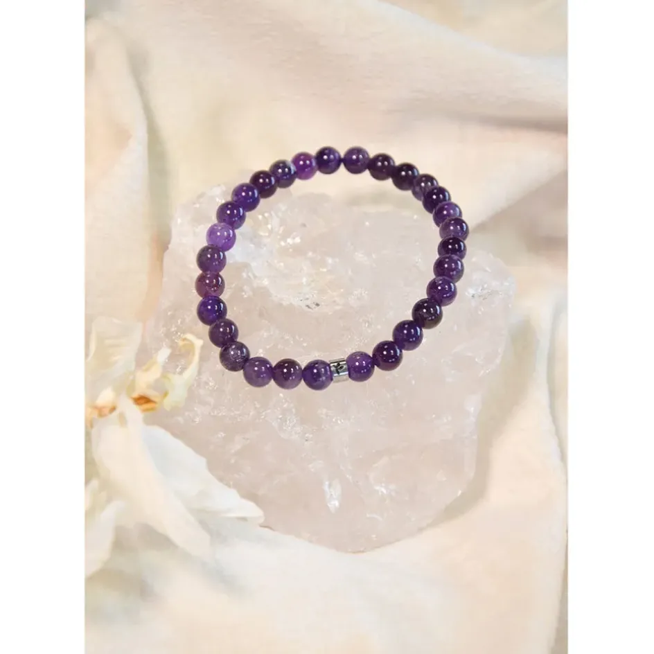 Fabrique de Styles Bijoux Fantaisie>Bracelet améthyste perles rondes 6mm Violet