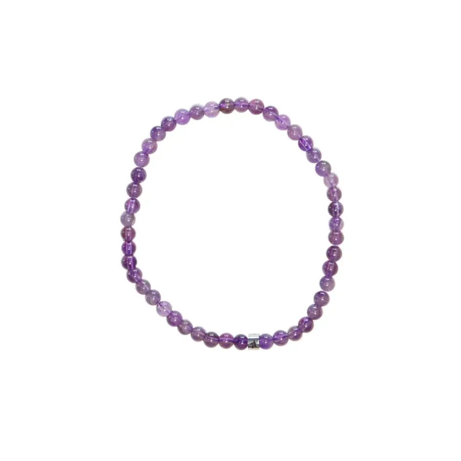 Fabrique de Styles Bijoux Fantaisie>Bracelet améthyste perles rondes 4mm Violet