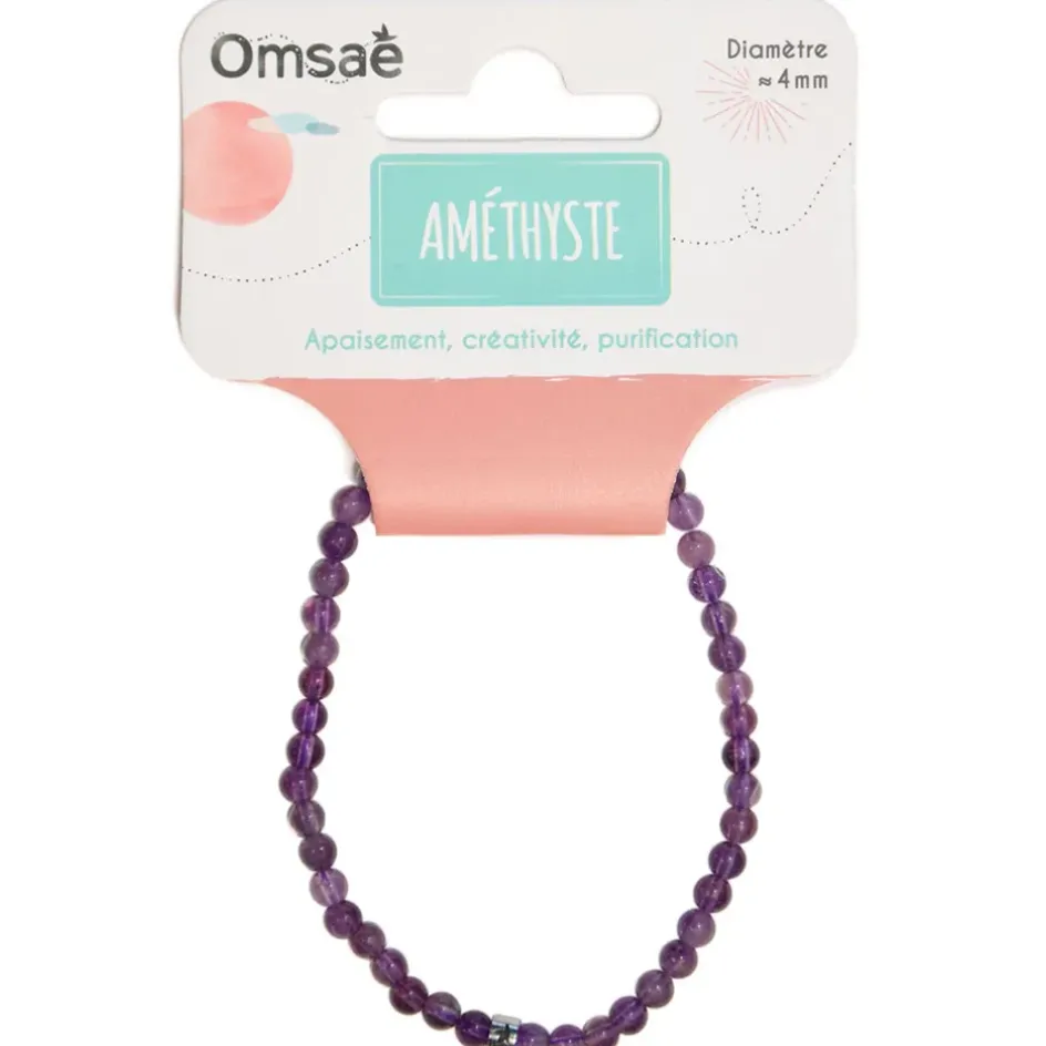 Fabrique de Styles Bijoux Fantaisie>Bracelet améthyste perles rondes 4mm Violet