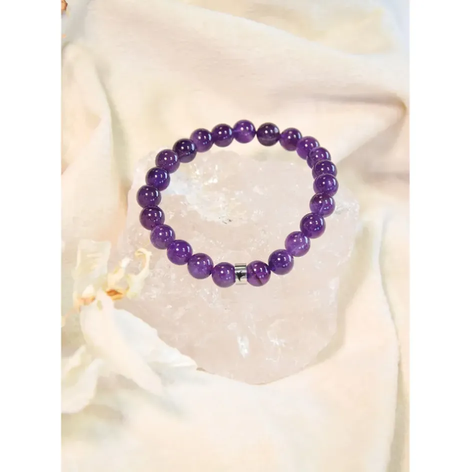 Fabrique de Styles Bijoux Fantaisie>Bracelet améthyste perles rondes 8mm Violet