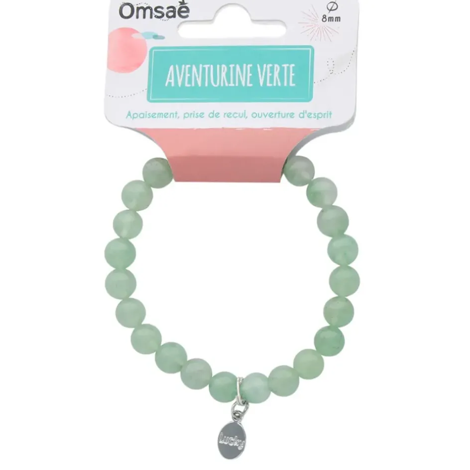Fabrique de Styles Bijoux Fantaisie>Bracelet aventurine e perles rondes 8mm et chance Vert