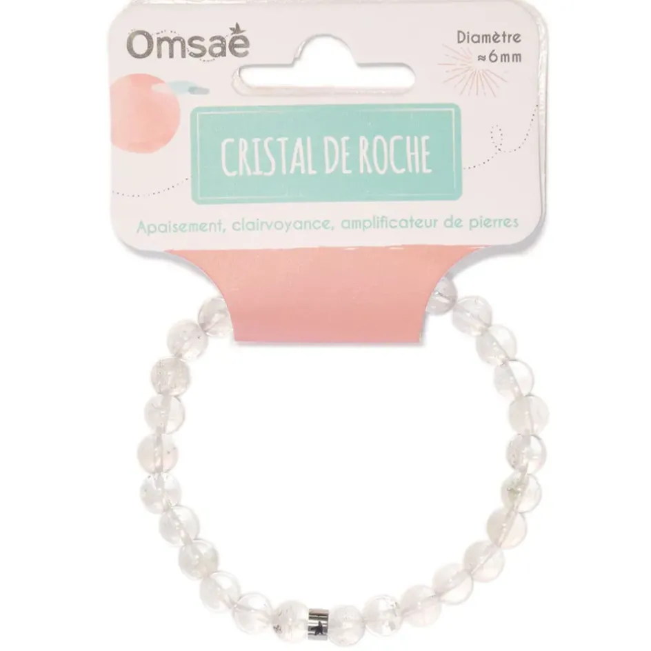 Fabrique de Styles Bijoux Fantaisie>Bracelet cristal de roche perles rondes 6mm