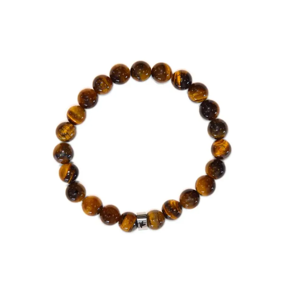 Fabrique de Styles Bijoux Fantaisie>Bracelet œil de tigre perles rondes 8mm Marron