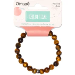 Fabrique de Styles Bijoux Fantaisie>Bracelet œil de tigre perles rondes 8mm Marron