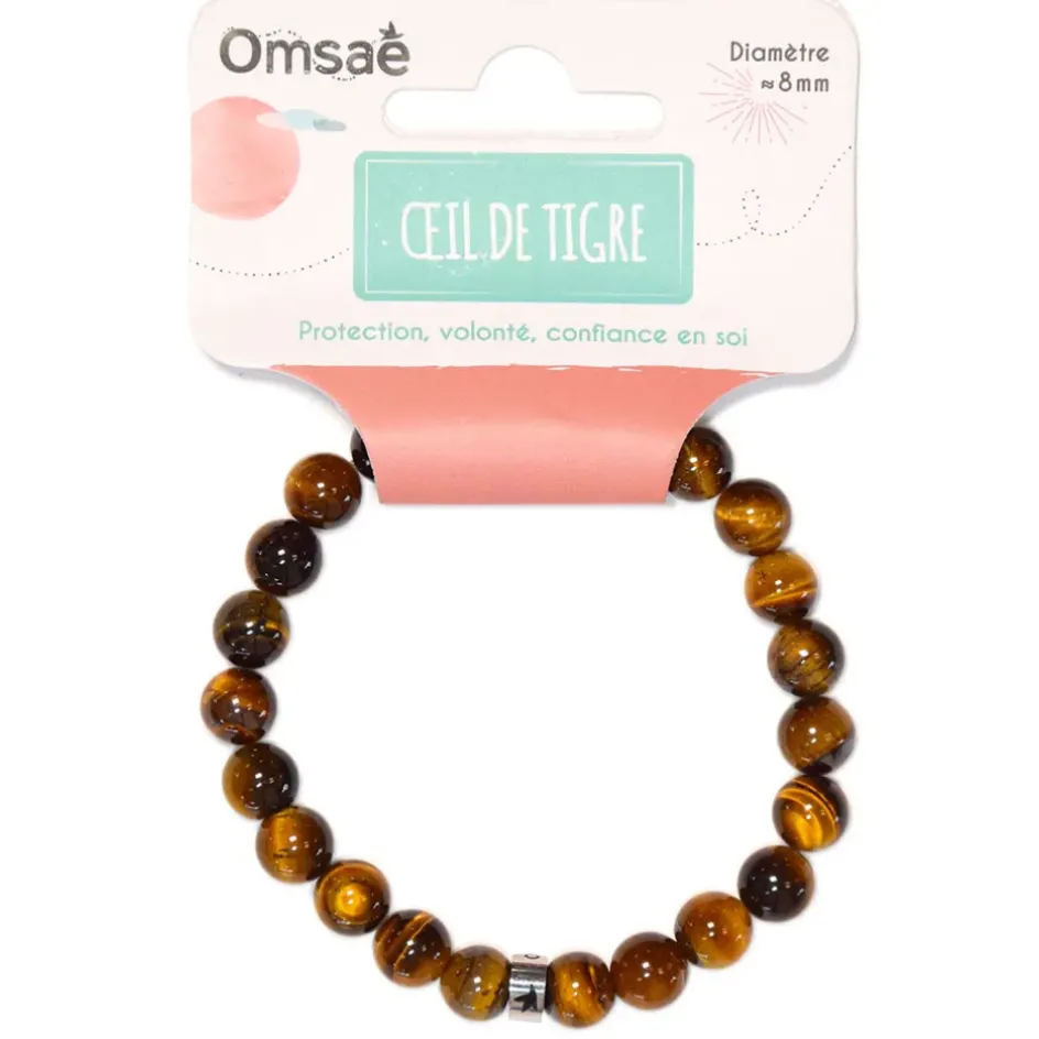 Fabrique de Styles Bijoux Fantaisie>Bracelet œil de tigre perles rondes 8mm Marron