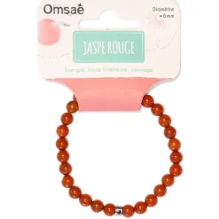 Fabrique de Styles Bijoux Fantaisie>Bracelet jaspe perles rondes 6mm Rouge