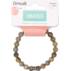 Fabrique de Styles Bijoux Fantaisie>Bracelet labradorite perles rondes 8mm Beige