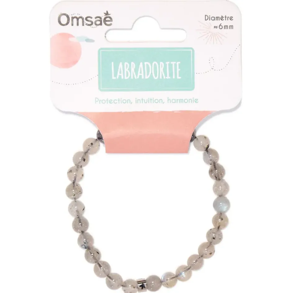 Fabrique de Styles Bijoux Fantaisie>Bracelet labradorite perles rondes 6mm Beige