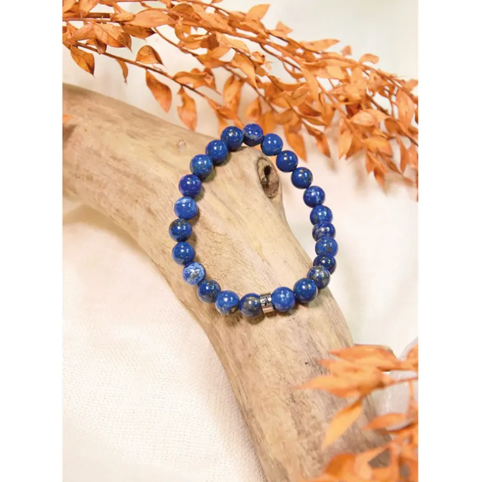 Fabrique de Styles Bijoux Fantaisie>Bracelet lapis lazuli perles rondes 8mm Bleu