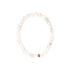 Fabrique de Styles Bijoux Fantaisie>Bracelet magnésite perles rondes 6mm Blanc