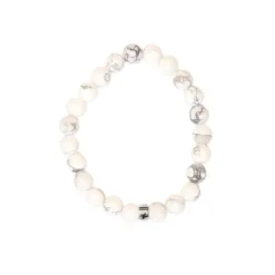 Fabrique de Styles Bijoux Fantaisie>Bracelet magnésite perles rondes 8mm Blanc