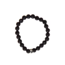 Fabrique de Styles Bijoux Fantaisie>Bracelet obsidienne e perles rondes 8mm Noir