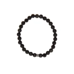 Fabrique de Styles Bijoux Fantaisie>Bracelet obsidienne e perles rondes 6mm Noir
