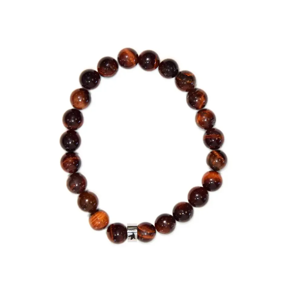 Fabrique de Styles Bijoux Fantaisie>Bracelet oeil de taureau perles rondes 8mm Marron