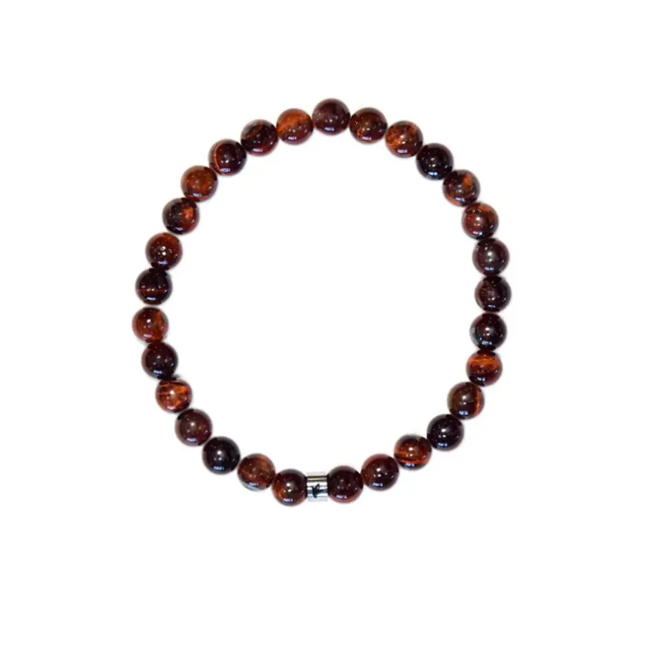 Fabrique de Styles Bijoux Fantaisie>Bracelet oeil de taureau perles rondes 6mm Marron