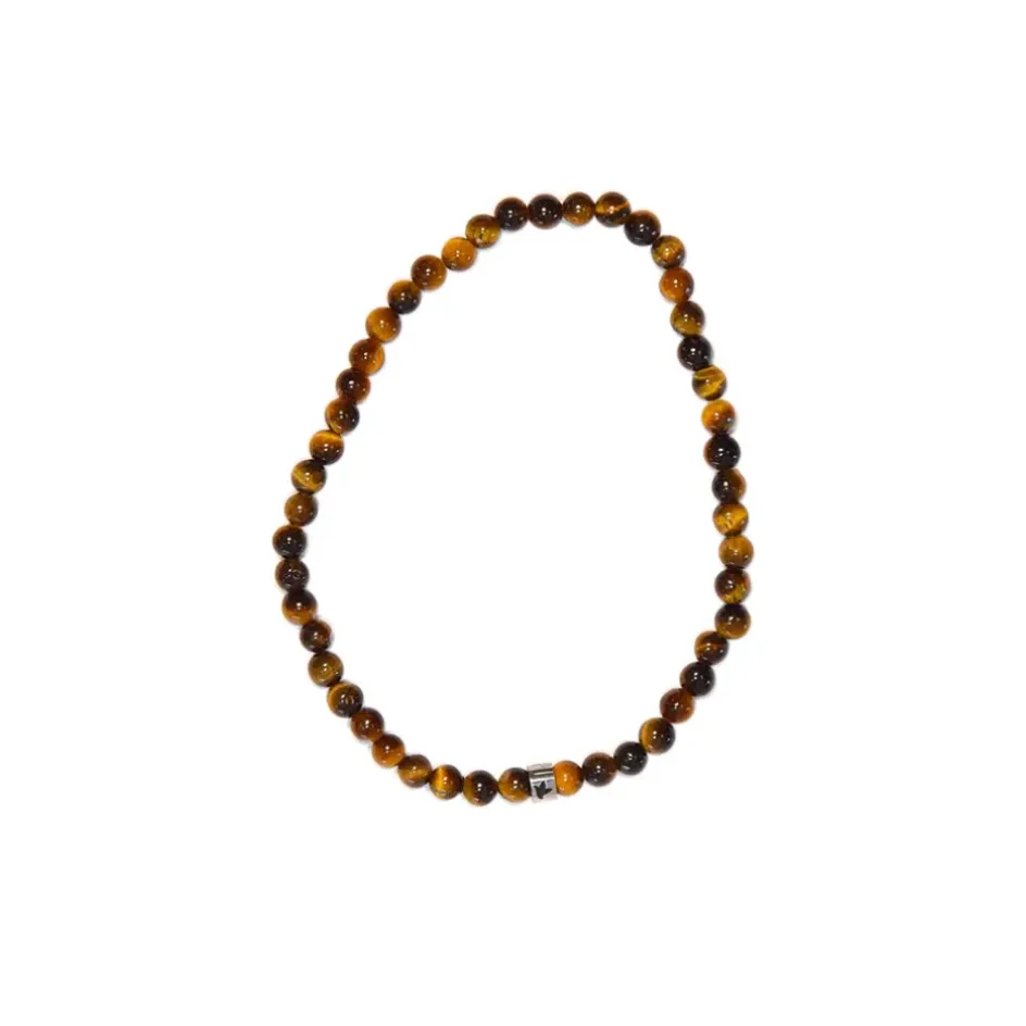 Fabrique de Styles Bijoux Fantaisie>Bracelet oeil de tigre perles rondes 4mm Marron