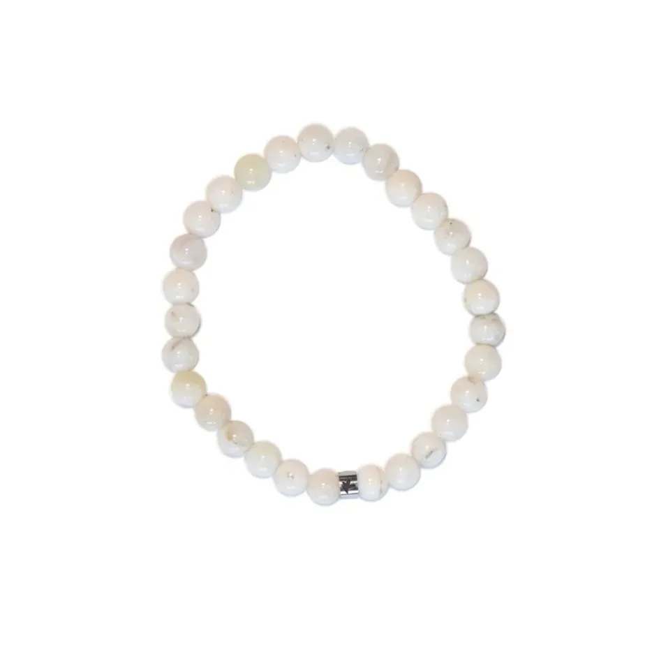 Fabrique de Styles Bijoux Fantaisie>Bracelet pierre de lune perles rondes 6mm Beige