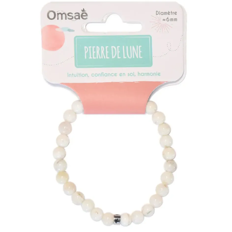 Fabrique de Styles Bijoux Fantaisie>Bracelet pierre de lune perles rondes 6mm Beige
