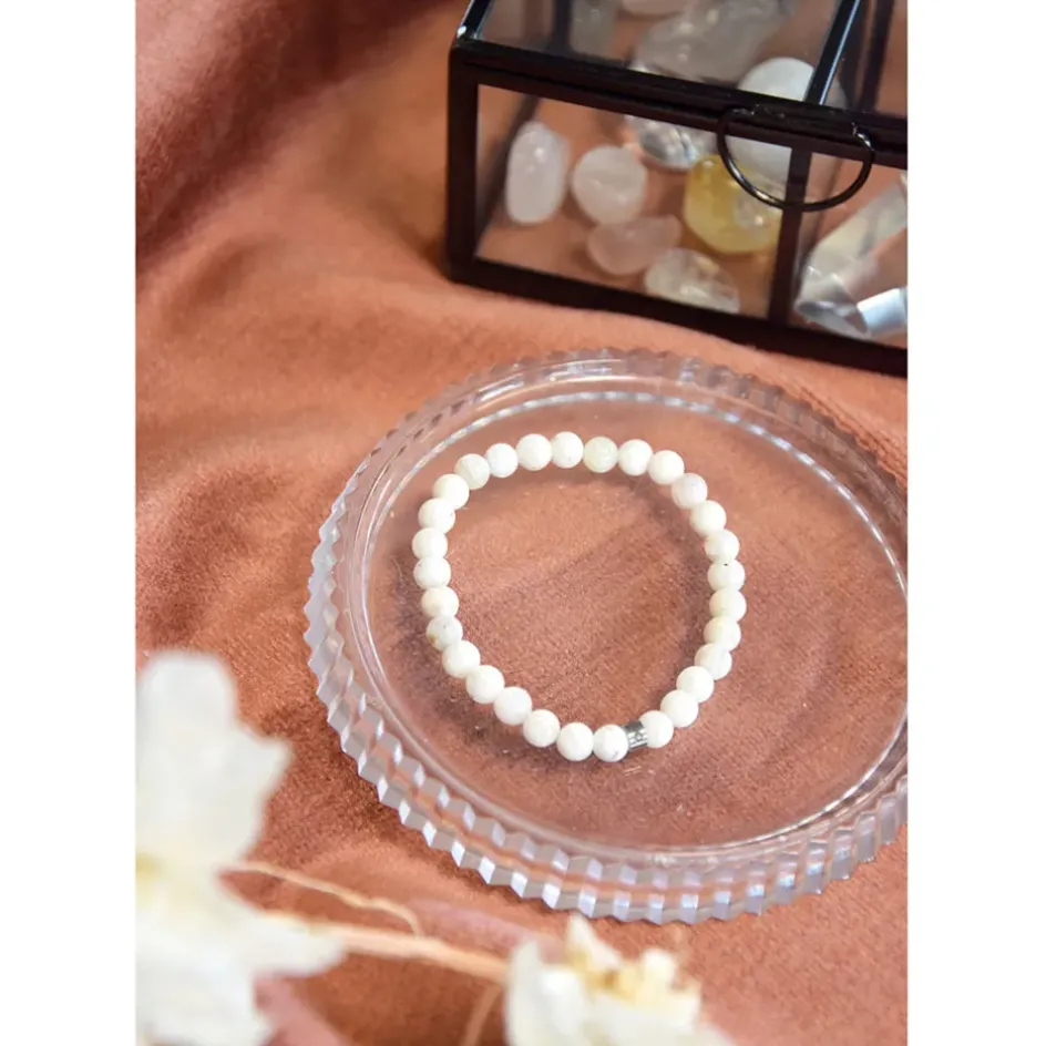 Fabrique de Styles Bijoux Fantaisie>Bracelet pierre de lune perles rondes 6mm Beige