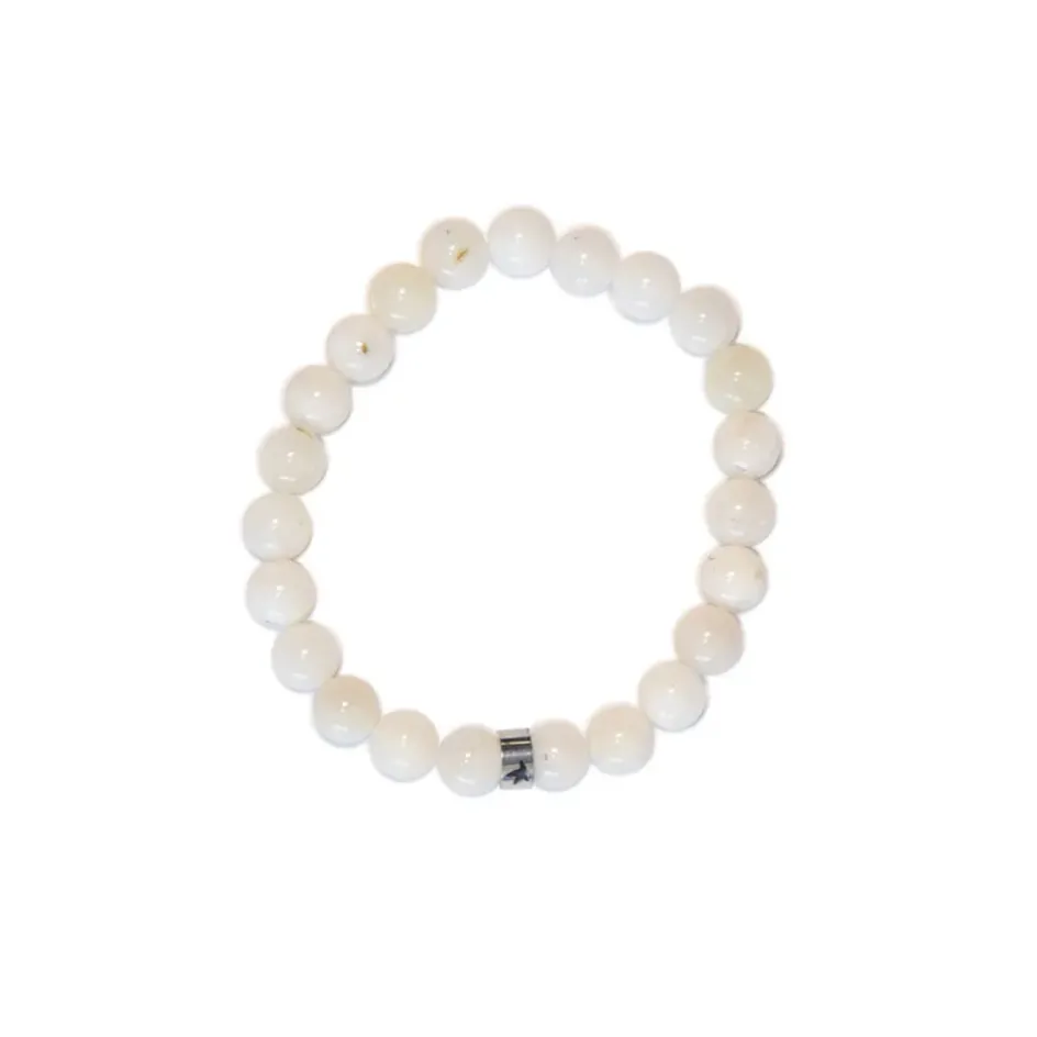 Fabrique de Styles Bijoux Fantaisie>Bracelet pierre de lune perles rondes 8mm Blanc