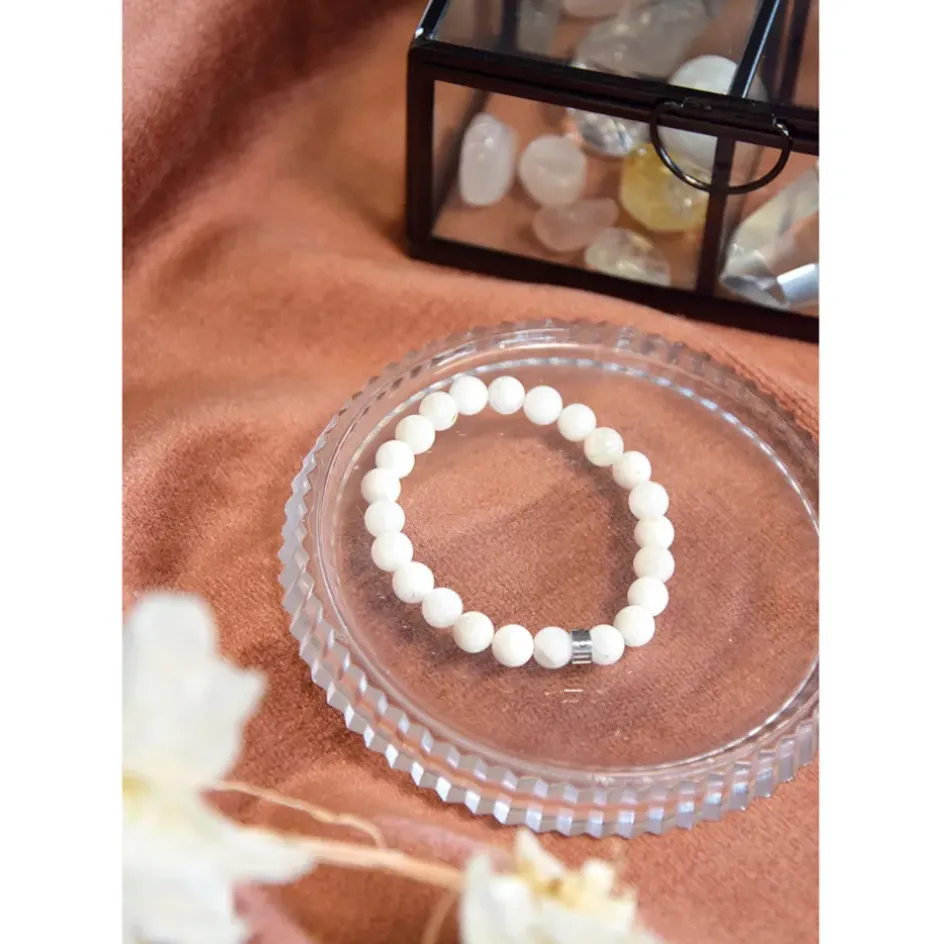 Fabrique de Styles Bijoux Fantaisie>Bracelet pierre de lune perles rondes 8mm Blanc
