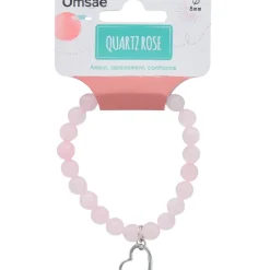 Fabrique de Styles Bijoux Fantaisie>Bracelet quartz perles rondes 8mm et cœur Rose