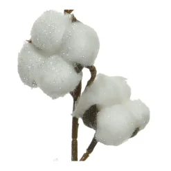 Fabrique de Styles Fleurs Et Plantes Artificielles>Branche fleur de coton en plastique h100cm Blanc