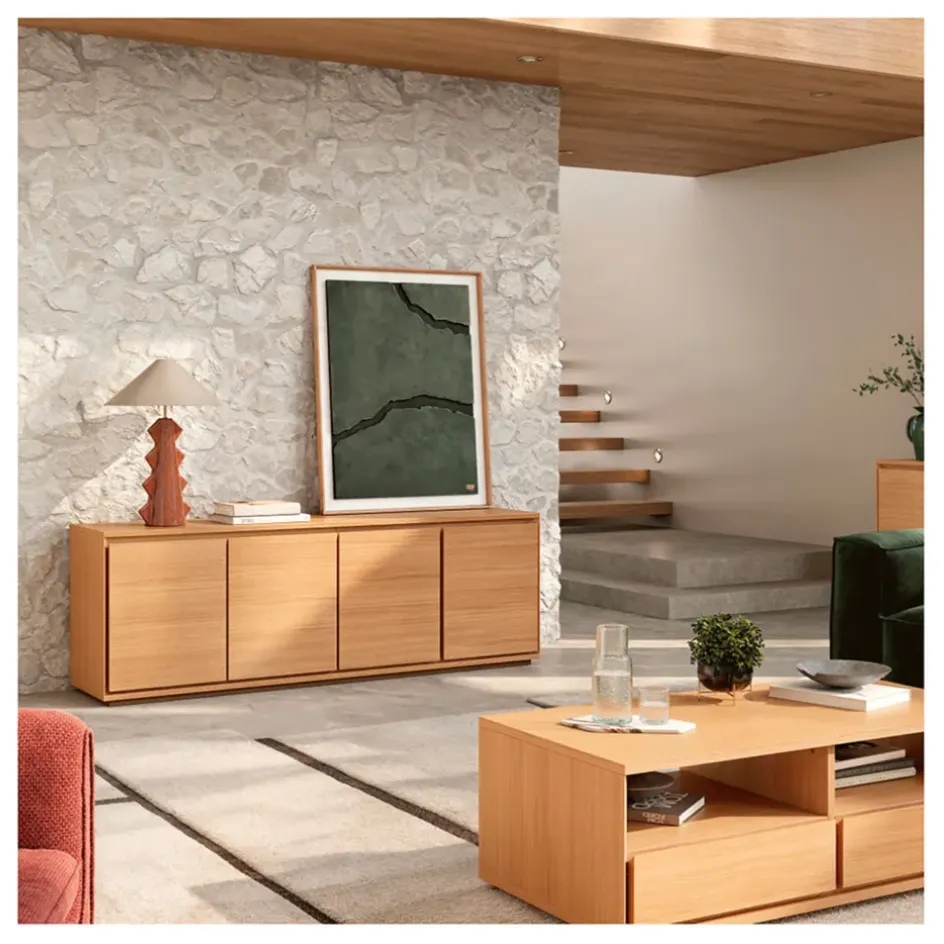 Fabrique de Styles Buffets Et Vitrines>Buffet 4 portes en chêne - Hazo Naturel