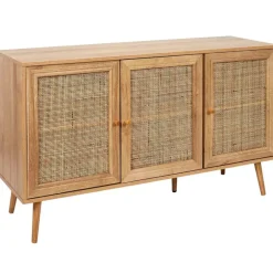 Fabrique de Styles Buffets Et Vitrines>Buffet en bois et cannage 3 portes L115cm - Baia Naturel