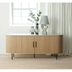 Fabrique de Styles Buffets Et Vitrines>Buffet en placage chêne 180x45cm - Nola Naturel