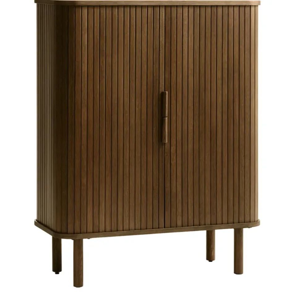 Fabrique de Styles Buffets Et Vitrines>Buffet placage chêne foncé 3 étagères H113cm - Cavo Marron