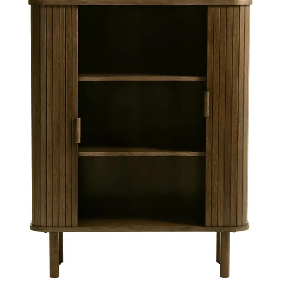 Fabrique de Styles Buffets Et Vitrines>Buffet placage chêne foncé 3 étagères H113cm - Cavo Marron