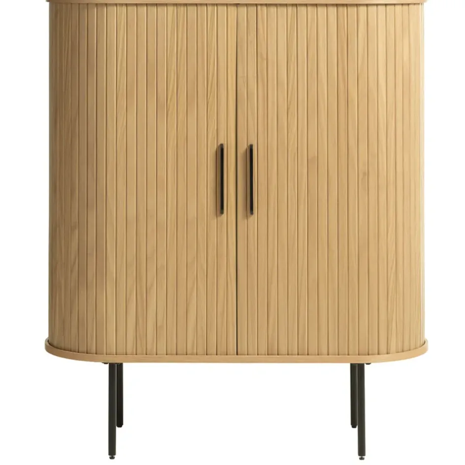 Fabrique de Styles Buffets Et Vitrines>Buffet placage chêne 3 étagères h118cm - nola Naturel