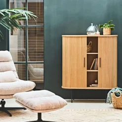 Fabrique de Styles Buffets Et Vitrines>Buffet placage chêne 3 étagères h118cm - nola Naturel