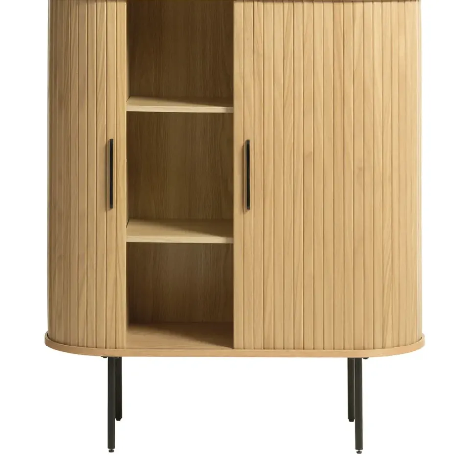 Fabrique de Styles Buffets Et Vitrines>Buffet placage chêne 3 étagères h118cm - nola Naturel