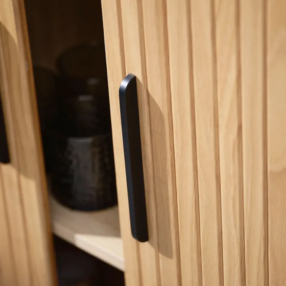 Fabrique de Styles Buffets Et Vitrines>Buffet placage chêne 3 étagères h118cm - nola Naturel