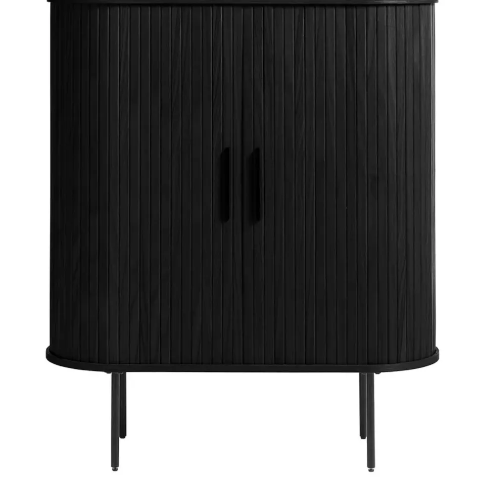 Fabrique de Styles Buffets Et Vitrines>Buffet placage chêne 3 étagères h118cm - Nola Noir