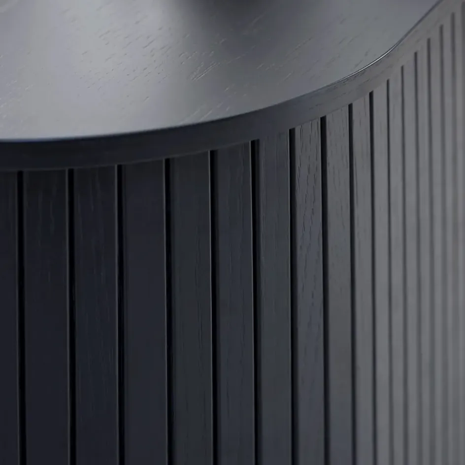 Fabrique de Styles Buffets Et Vitrines>Buffet placage chêne 3 étagères h118cm - Nola Noir