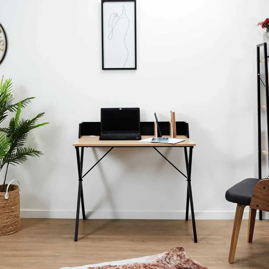 Fabrique de Styles Bureaux>Bureau en bois et fer - Bily Noir