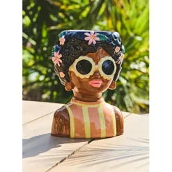 Fabrique de Styles Vases Et Soliflores>Cache pot en dolomite - Funny Orange