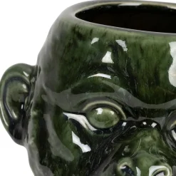 Fabrique de Styles Cache-pots Et Supports>Cache pot singe en grès kaki et doré - Sanaga kaki, doré