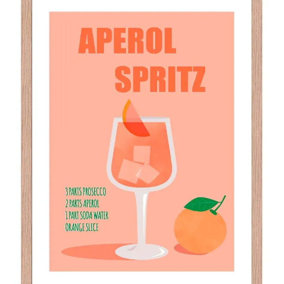 Fabrique de Styles Cadres Déco Et Affiches>Cadre avec affiche "Aperol spritz" 30x40cm - Lario Orange