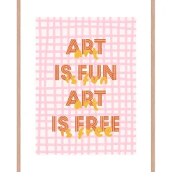 Fabrique de Styles Cadres Déco Et Affiches>Cadre avec affiche "Art is Fun Art is Free" en chêne clair 50x70cm - Lario Multicolore
