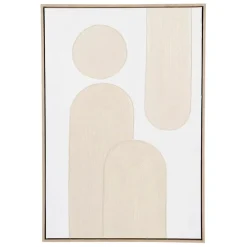 Fabrique de Styles Cadres Déco Et Affiches>Cadre deco abstrait en panneau de bois et verre 63x93cm - Greeka Beige