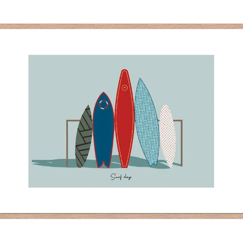 Fabrique de Styles Cadres Déco Et Affiches>Cadre image surf day 50x70cm lario chene Multicolore