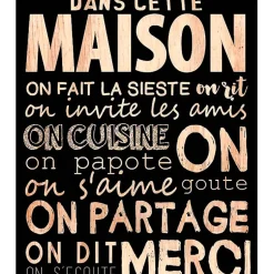 Fabrique de Styles Déco À Suspendre Et Adhésive>Cadre " Dans cette maison" en bois naturel et 30x40cm Noir