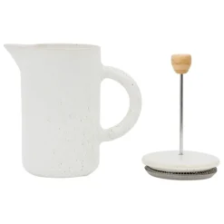 Fabrique de Styles Théières Et Cafetières>Cafetière à piston moucheté 1.1l en grès - nordika Blanc