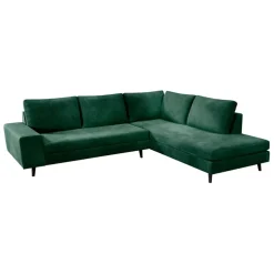 Fabrique de Styles Canapés D'angle>Canapé d'angle droit 5 places André - effet velours - Seven emerald