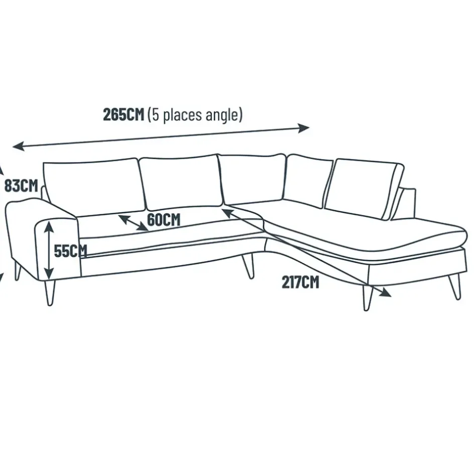 Fabrique de Styles Canapés D'angle>Canapé d'angle droit 5 places ANDRE - Dany ecru 2